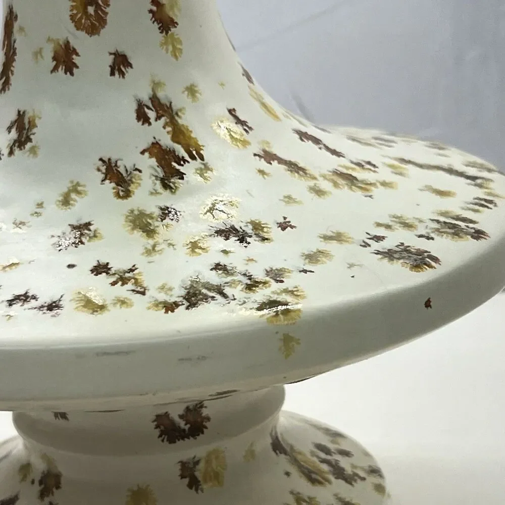 RARE MCM Vintage-1970s Speckled Vase w/ Tapered Neck-Pedestal -Orange/Brown 11”